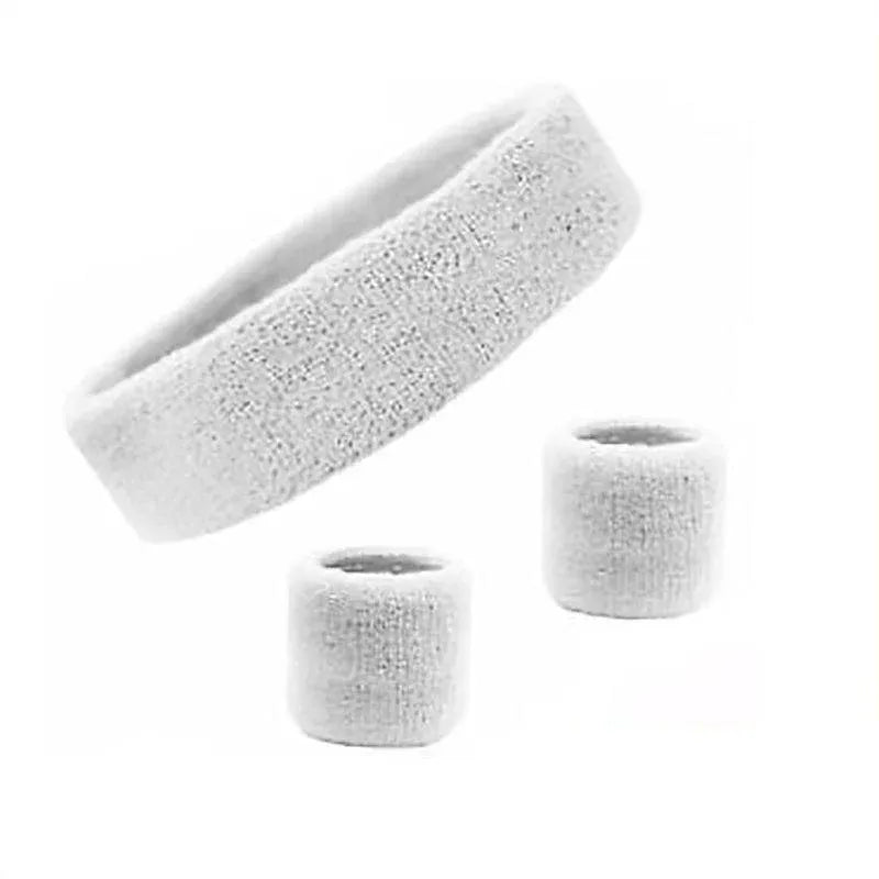 Wristbands Headband Sweatbands Sweat Band For Sport Tennis Badminton Yoga Cotton - White V528-HEADBANDWHCOLOUR-WHITE21025