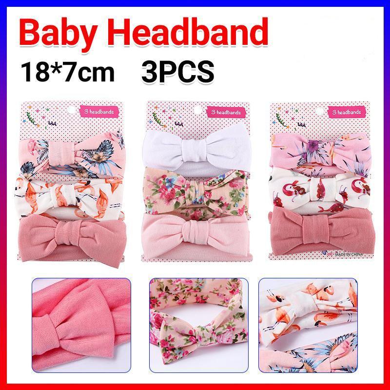 3PCS Soft Headband Wrap Set with Top Knot Single Bow Turban Style Hairbands - #2 V528-HEADBANDWRAP-2-772438