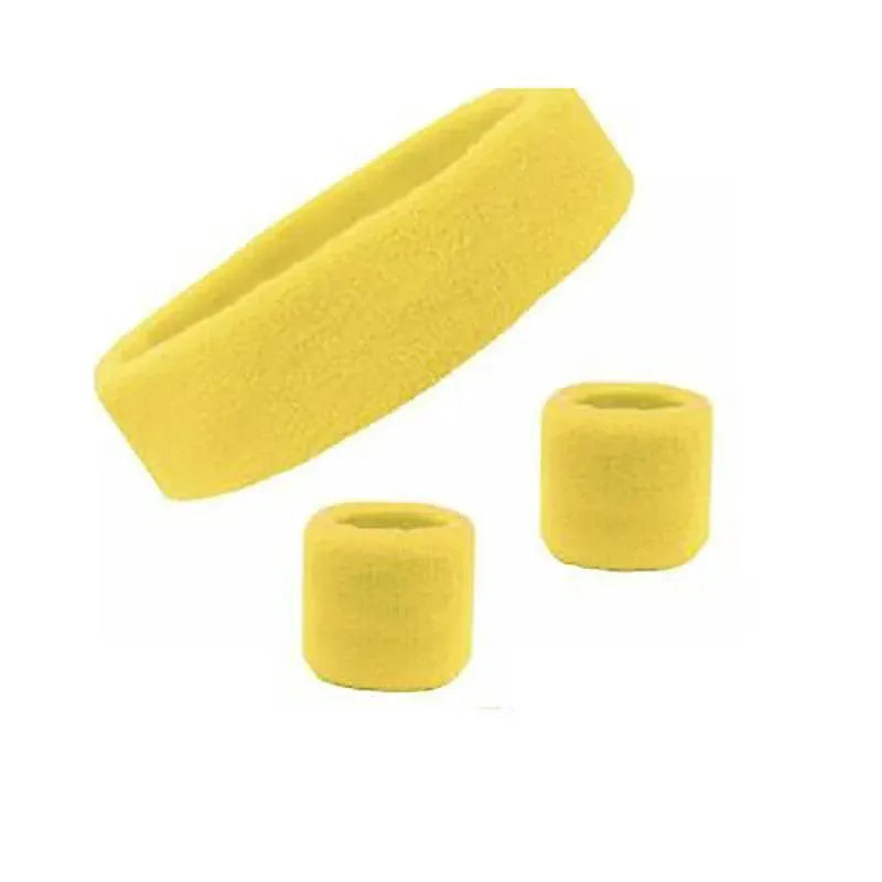 Wristbands Headband Sweatbands Sweat Band For Sport Tennis Badminton Yoga Cotton - Yellow V528-HEADBANDYECOLOUR-YELLOW47984