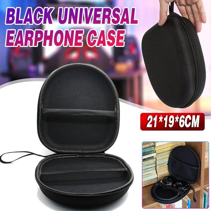 Earphone Case Headset Hard Carrying Box Headphone Storage Bag Black Universal V528-HEADPHONEBAG-13421