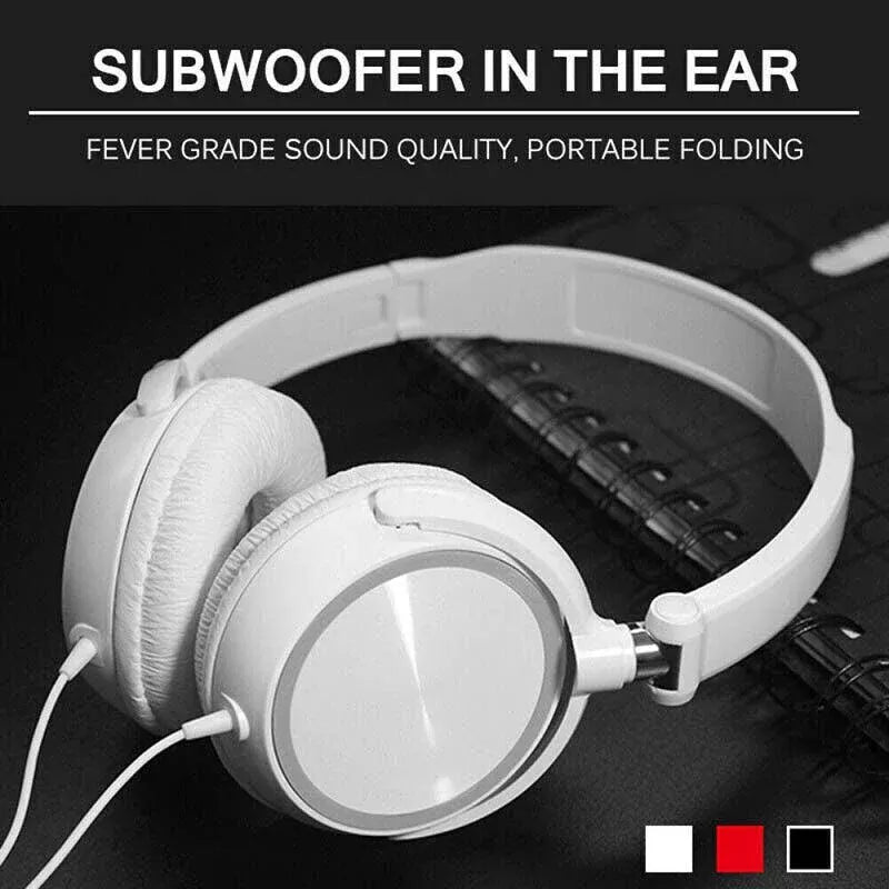Over Ear Headphones Hi-Fi Stereo Noise-Cancelling Headsets Wired Earphones Au V528-HEADPHONES-RED-412668
