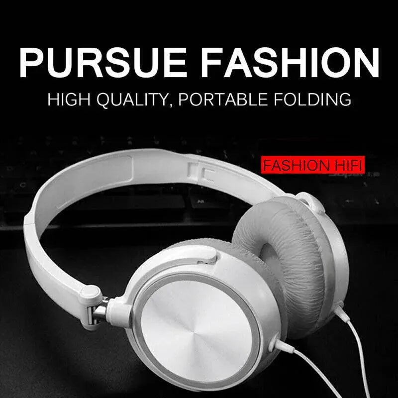 Over Ear Headphones Hi-Fi Stereo Noise-Cancelling Headsets Wired Earphones Au V528-HEADPHONES-WHITE-944237