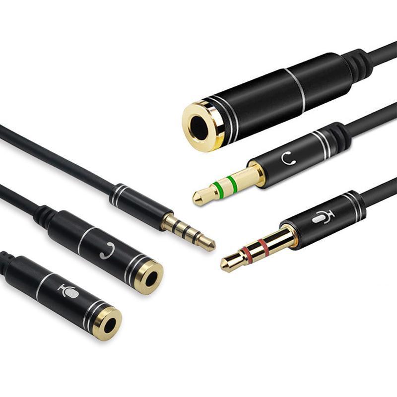 3.5mm AUX Cable Mic Audio Splitter Extension Headphone Adapter Male to Female - 2 Male to 1 Female Jack V528-HEADPHONESPLITTER-B-802363