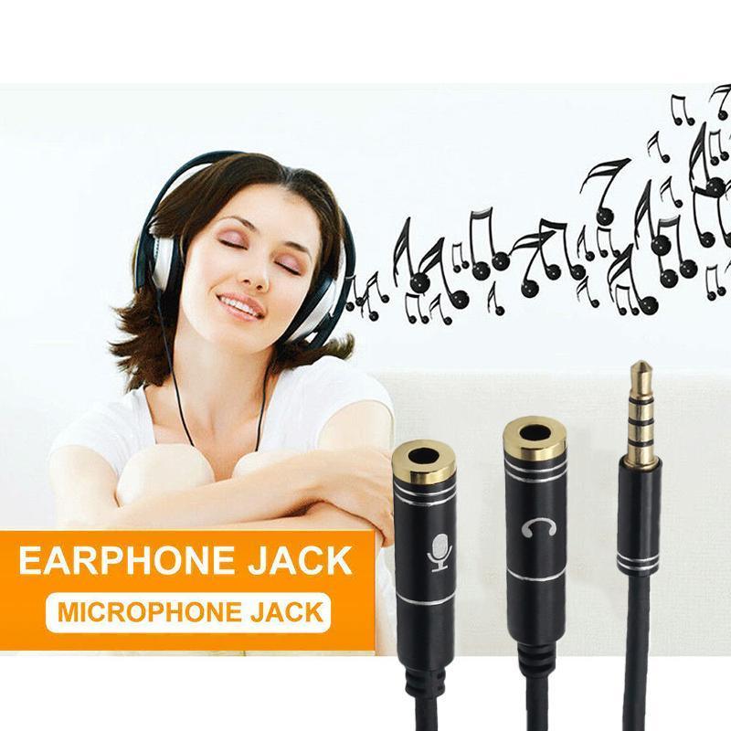 3.5mm AUX Cable Mic Audio Splitter Extension Headphone Adapter Male to Female - 2 Male to 1 Female Jack V528-HEADPHONESPLITTER-B-802363
