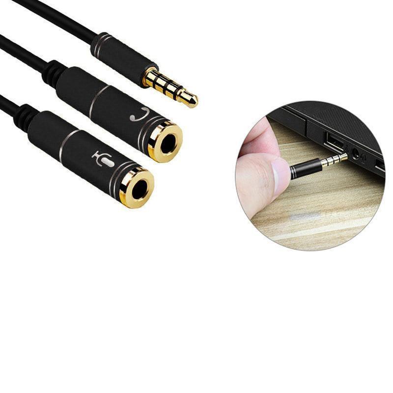 3.5mm AUX Cable Mic Audio Splitter Extension Headphone Adapter Male to Female - 2 Male to 1 Female Jack V528-HEADPHONESPLITTER-B-802363