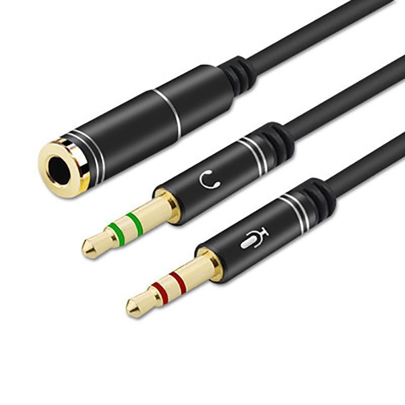 3.5mm AUX Cable Mic Audio Splitter Extension Headphone Adapter Male to Female - 2 Male to 1 Female Jack V528-HEADPHONESPLITTER-B-802363