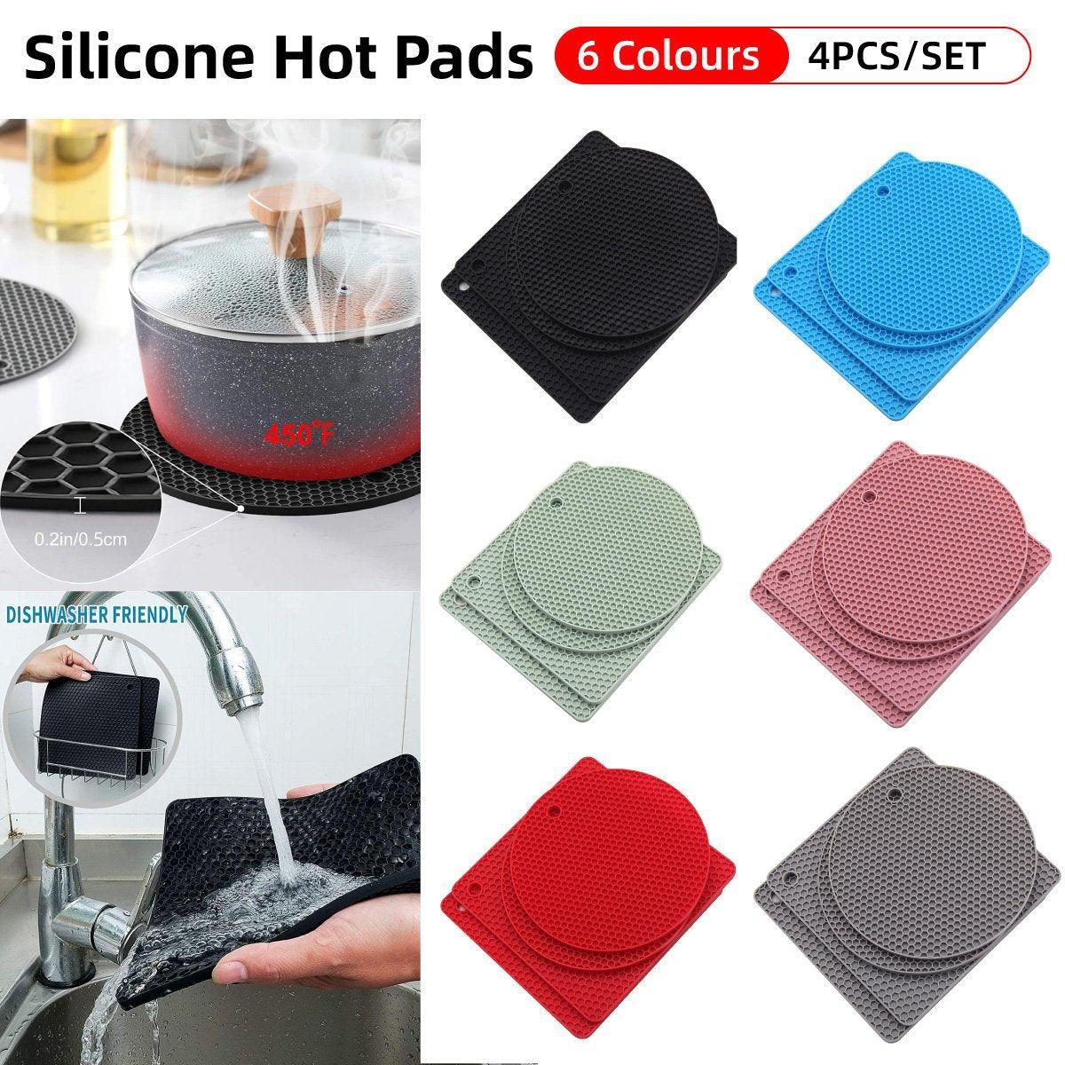 4pcs Silicone Honeycomb Heat Resistant Mats Table Cup Pot Coasters Home Kitchen - Blue V528-HEAT-INSULATION-PAD-BLUE-482597
