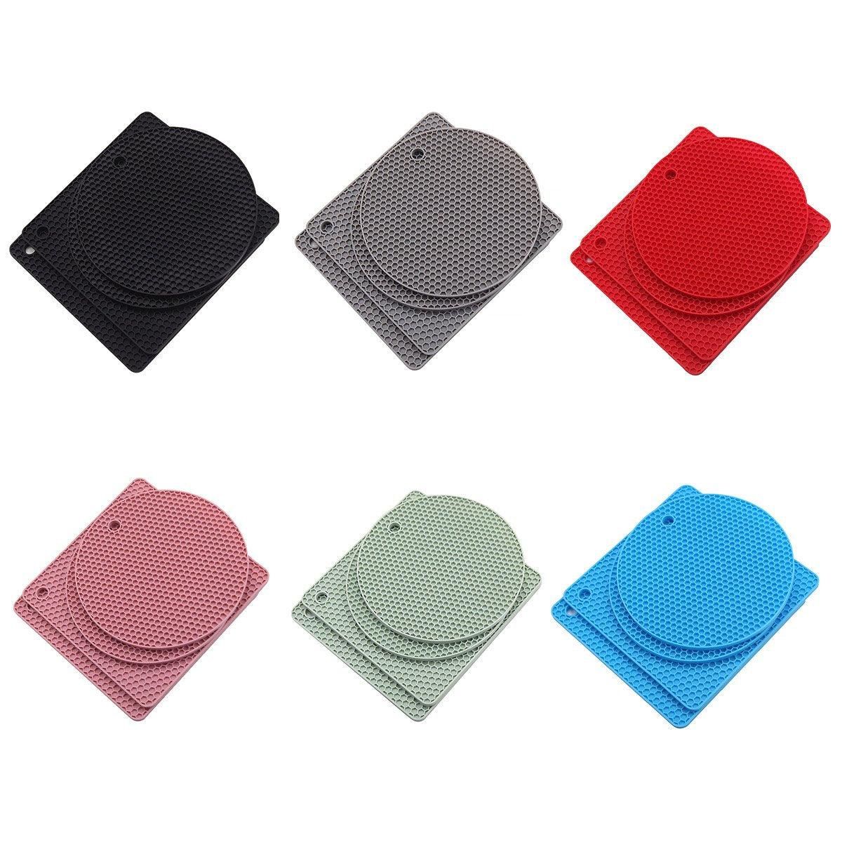 4pcs Silicone Honeycomb Heat Resistant Mats Table Cup Pot Coasters Home Kitchen - Blue V528-HEAT-INSULATION-PAD-BLUE-482597
