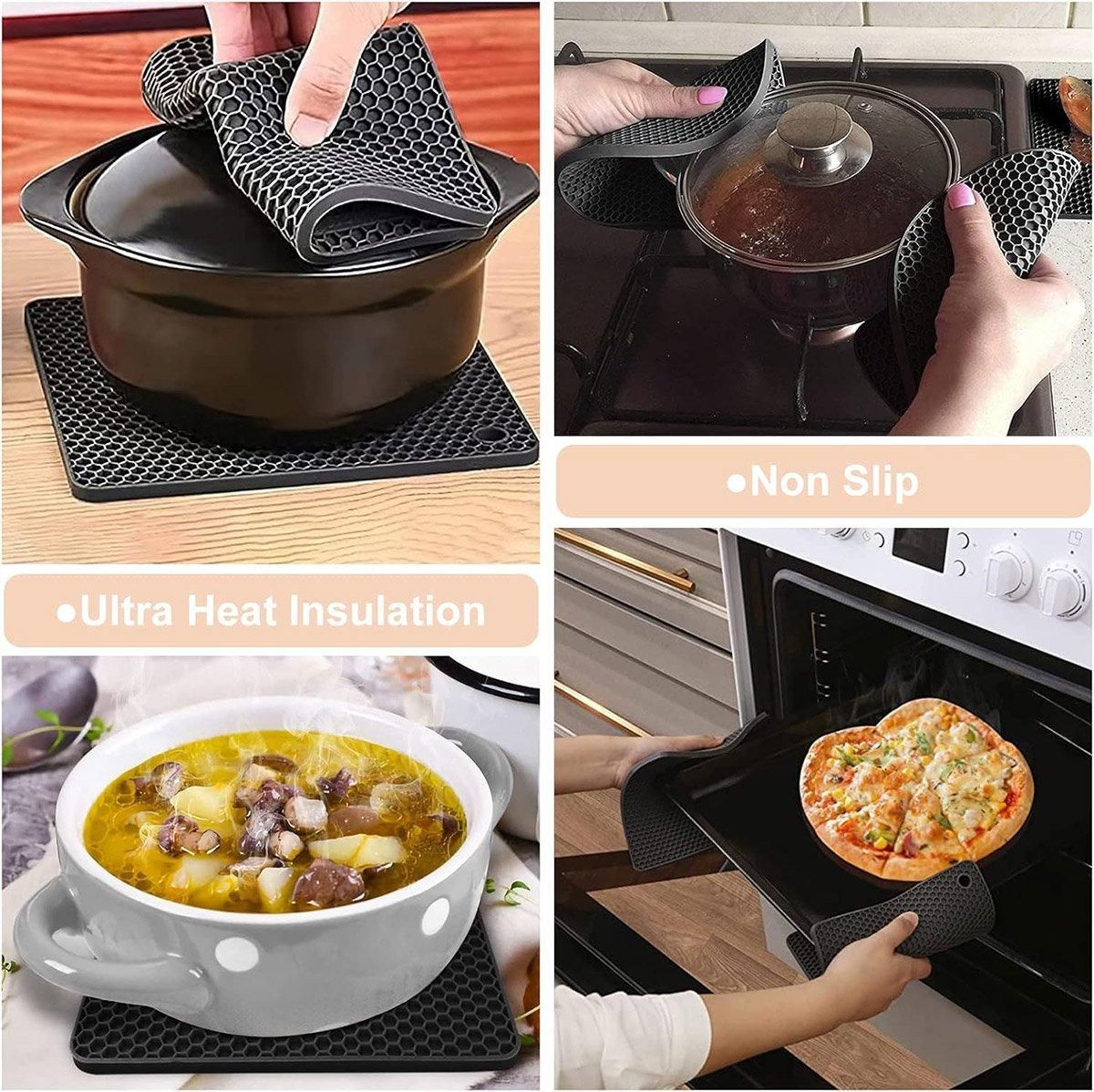 4pcs Silicone Honeycomb Heat Resistant Mats Table Cup Pot Coasters Home Kitchen - Green V528-HEAT-INSULATION-PAD-GREEN-886885