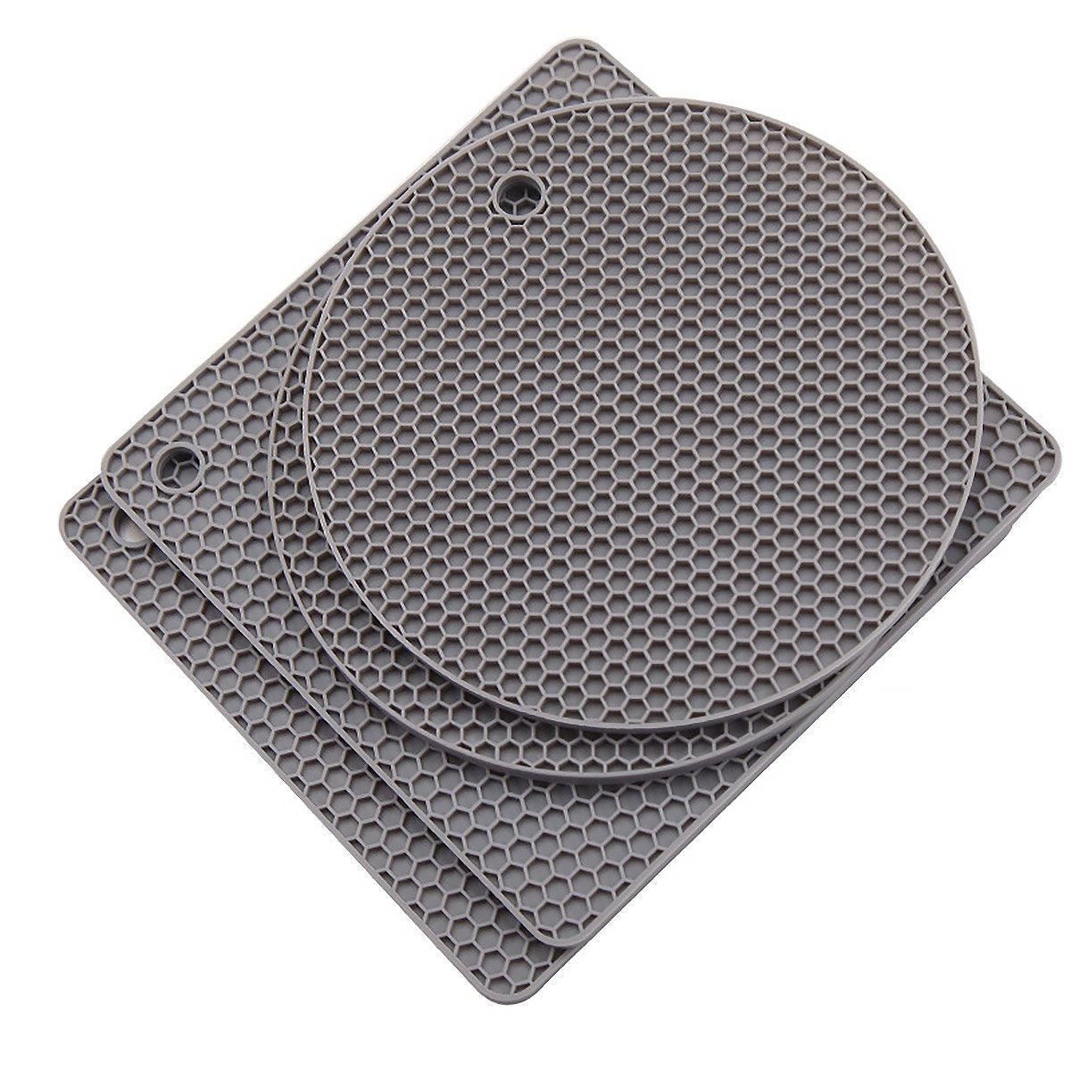 4pcs Silicone Honeycomb Heat Resistant Mats Table Cup Pot Coasters Home Kitchen - Grey V528-HEAT-INSULATION-PAD-GREY-863254