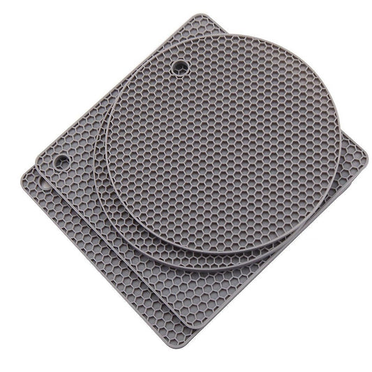 4pcs Silicone Honeycomb Heat Resistant Mats Table Cup Pot Coasters Home Kitchen - Grey V528-HEAT-INSULATION-PAD-GREY-863254