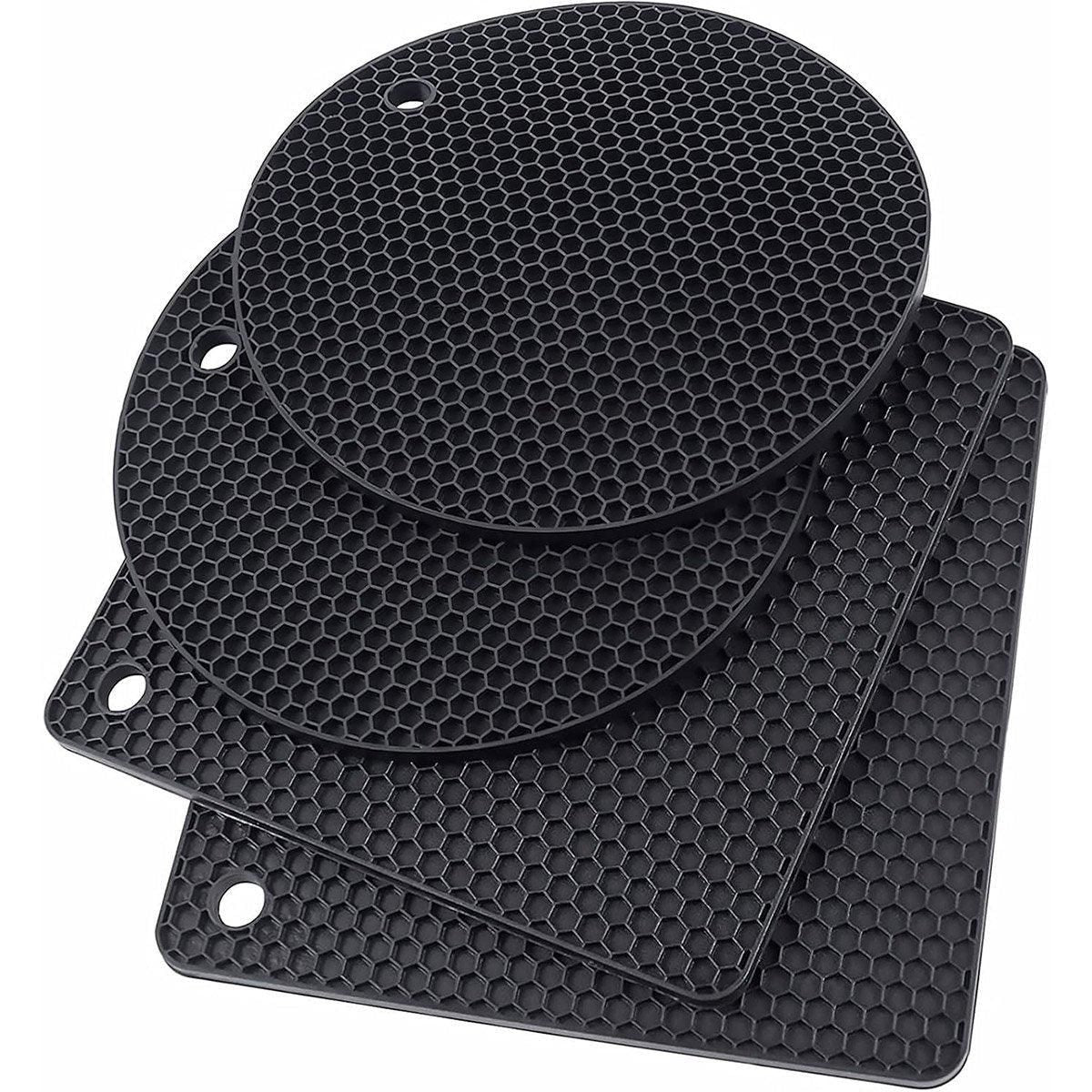 4pcs Silicone Honeycomb Heat Resistant Mats Table Cup Pot Coasters Home Kitchen - Grey V528-HEAT-INSULATION-PAD-GREY-863254