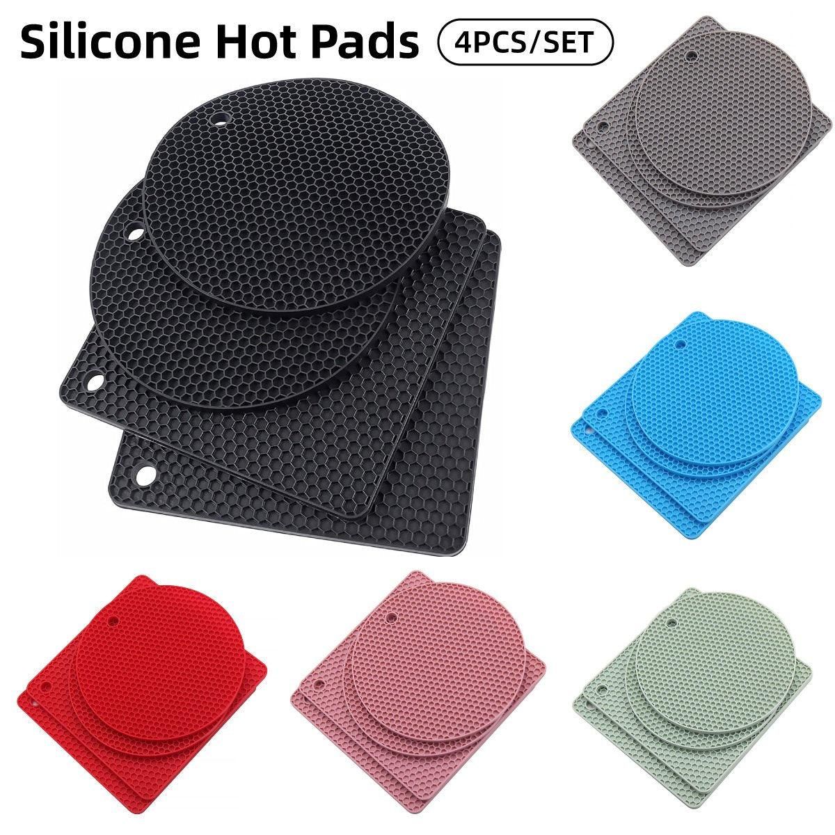 4pcs Silicone Honeycomb Heat Resistant Mats Table Cup Pot Coasters Home Kitchen - Grey V528-HEAT-INSULATION-PAD-GREY-863254