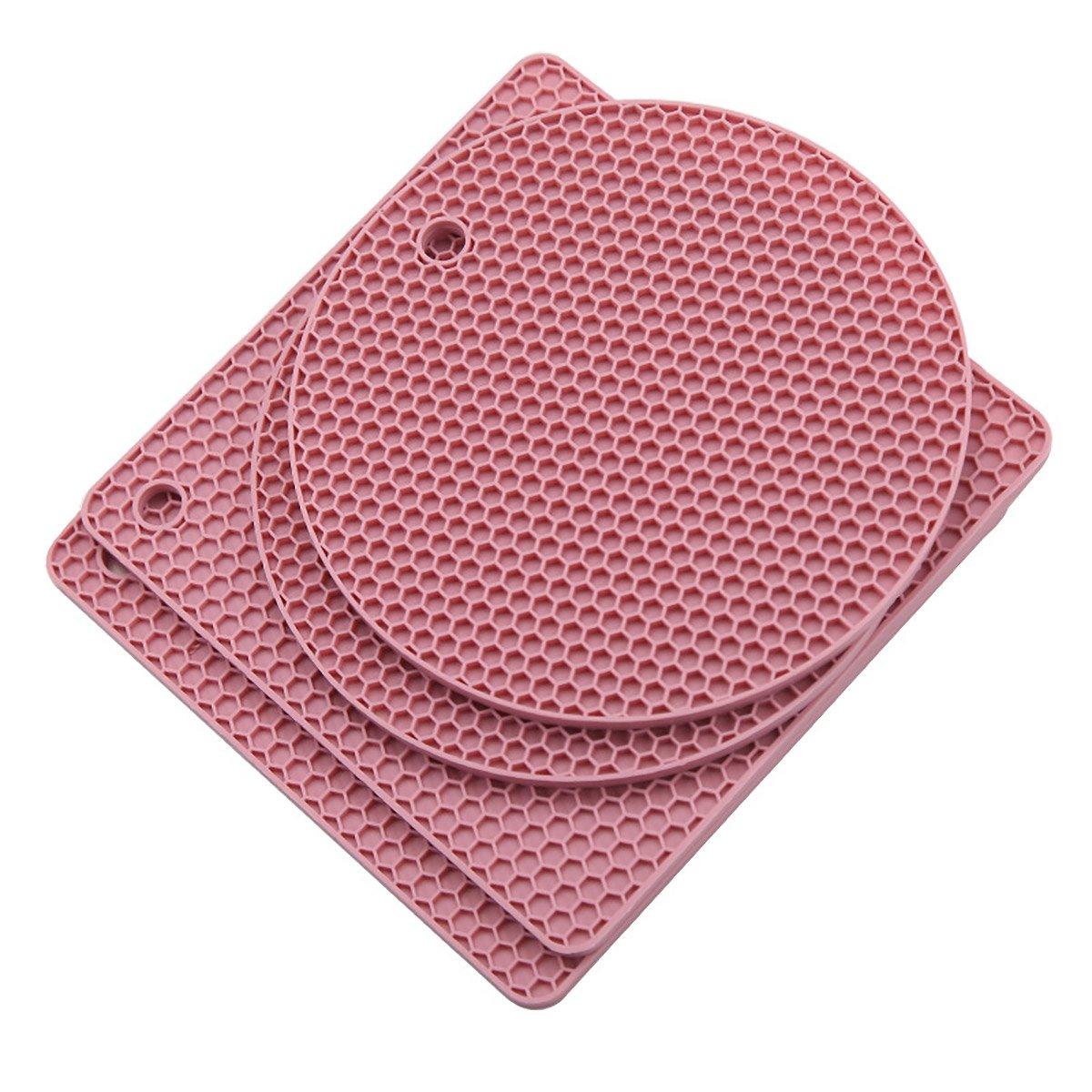 4pcs Silicone Honeycomb Heat Resistant Mats Table Cup Pot Coasters Home Kitchen - Red V528-HEAT-INSULATION-PAD-RED-321158