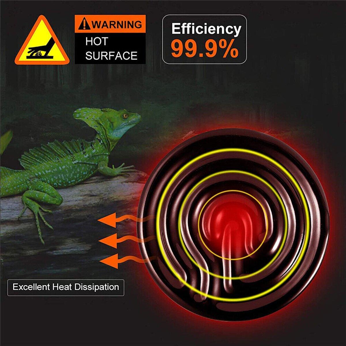 2X Ceramic Infrared Heat Lamp Bulbs for Reptiles and Terrariums - 25W-2PCS V528-HEATING-LAMP-25W-2PCS-104979
