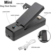 Portable Mini Heat Sealing Machine USB Rechargeable Food Sealer Plastic Bag - Pink V528-HEATSEALINGMACHINE-PINK-371717