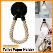 Black Wall Mounted Paper Towel Holder Hanging Roll Dispenser Kitchen Storage V528-HEMP-ROPE-110879