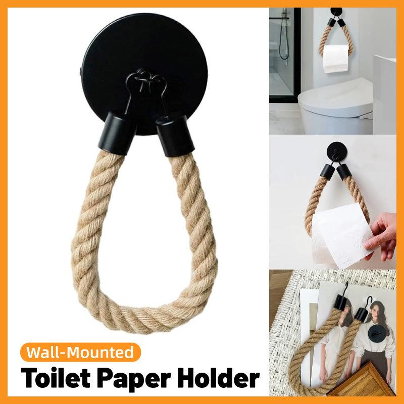 Black Wall Mounted Paper Towel Holder Hanging Roll Dispenser Kitchen Storage V528-HEMP-ROPE-110879