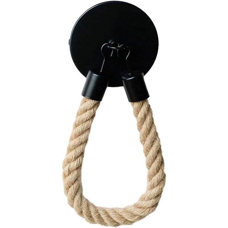 Black Wall Mounted Paper Towel Holder Hanging Roll Dispenser Kitchen Storage V528-HEMP-ROPE-110879