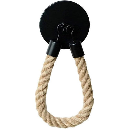 Black Wall Mounted Paper Towel Holder Hanging Roll Dispenser Kitchen Storage V528-HEMP-ROPE-110879