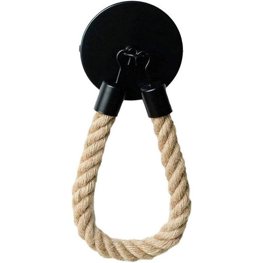 Black Wall Mounted Paper Towel Holder Hanging Roll Dispenser Kitchen Storage V528-HEMP-ROPE-110879