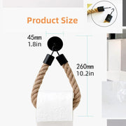 Black Wall Mounted Paper Towel Holder Hanging Roll Dispenser Kitchen Storage V528-HEMP-ROPE-110879