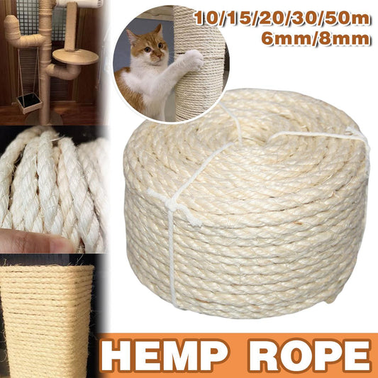 Vintage Burlap Rope Woven DIY Cat Climbing Scratch Rope 6-8mm Home Decoration - 6mm x 15m V528-HEMP-ROPE-WHITE-6-15-746606