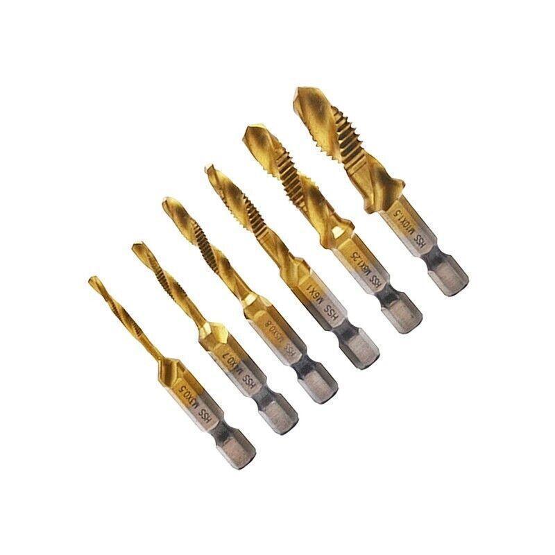 6X Hss Hex Shank Tap Drill Bits Metric Thread Screw Compound Tapping Set Tool V528-HESHANKTAP-6PCS-510310