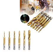 6X Hss Hex Shank Tap Drill Bits Metric Thread Screw Compound Tapping Set Tool V528-HESHANKTAP-6PCS-510310