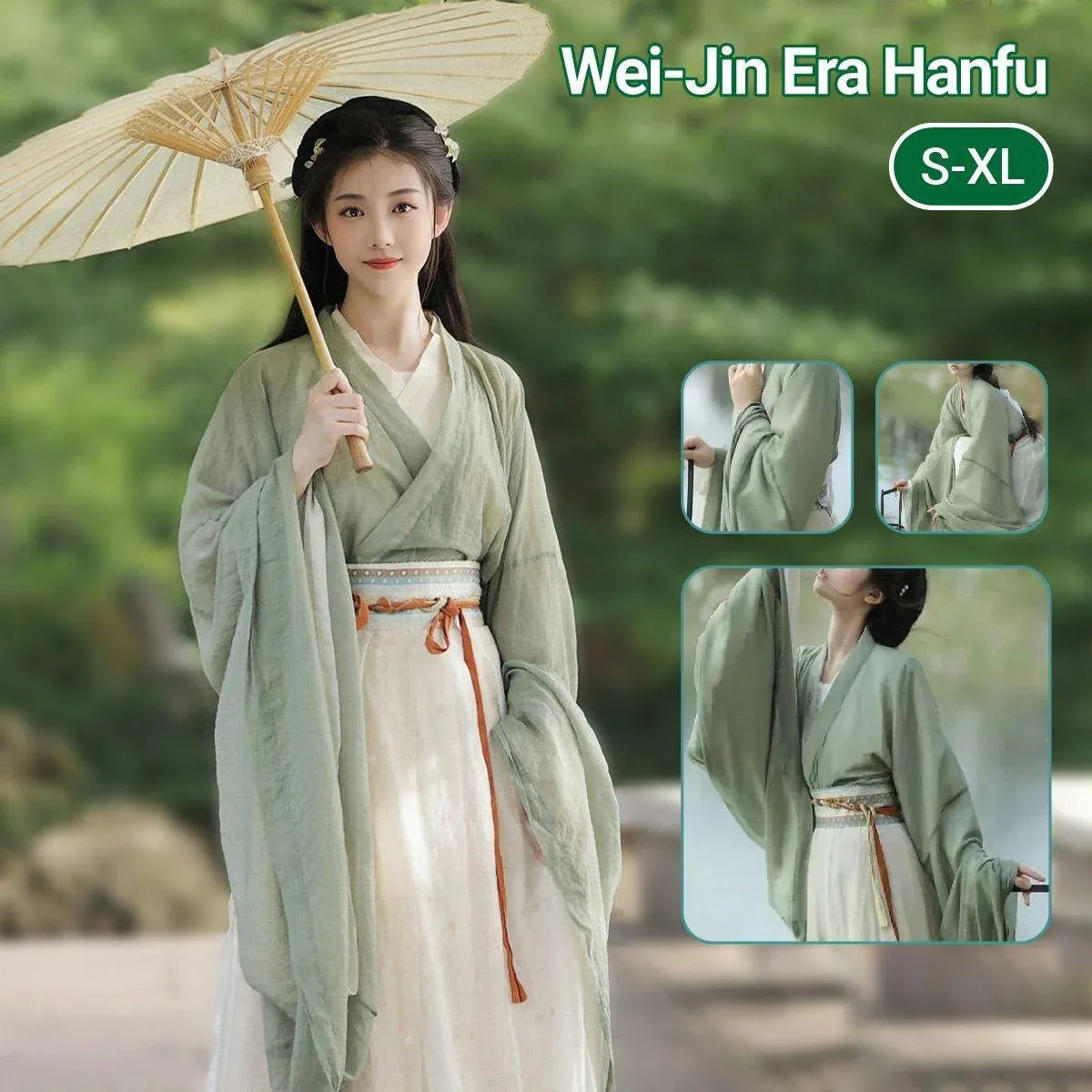 Traditional Chinese Hanfu Dress Green Wei Jin Style Vintage Cosplay Costume - M V528-HF-GREEN-M-596730