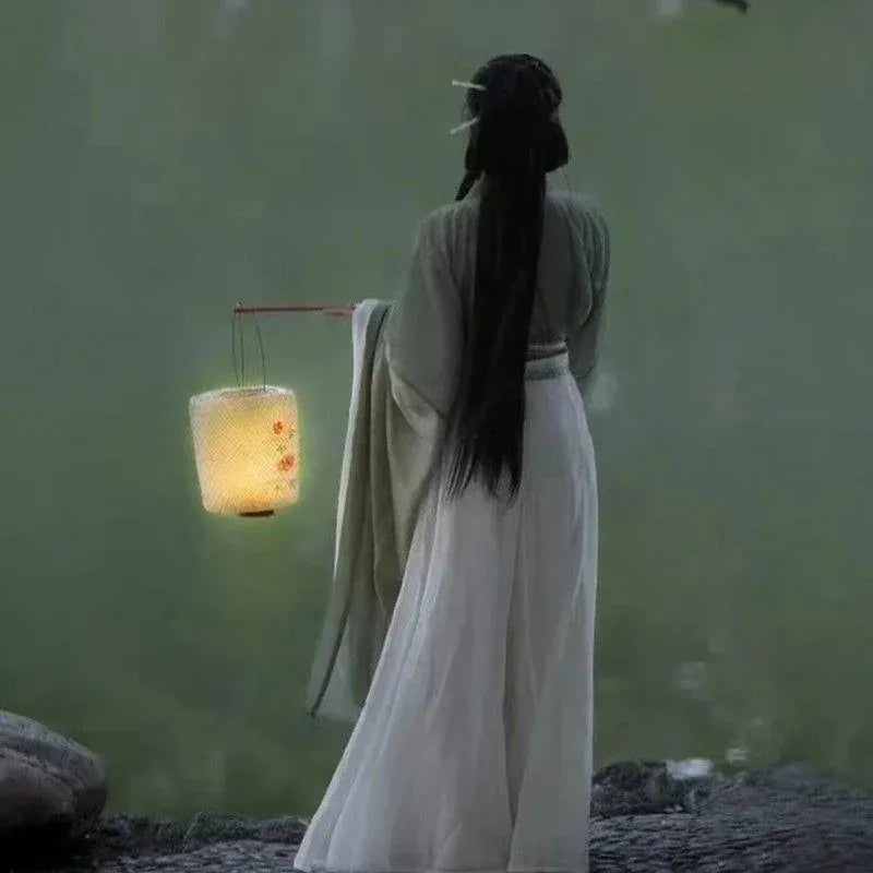Traditional Chinese Hanfu Dress Green Wei Jin Style Vintage Cosplay Costume - M V528-HF-GREEN-M-596730