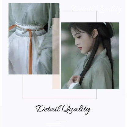 Traditional Chinese Hanfu Dress Green Wei Jin Style Vintage Cosplay Costume - M V528-HF-GREEN-M-596730