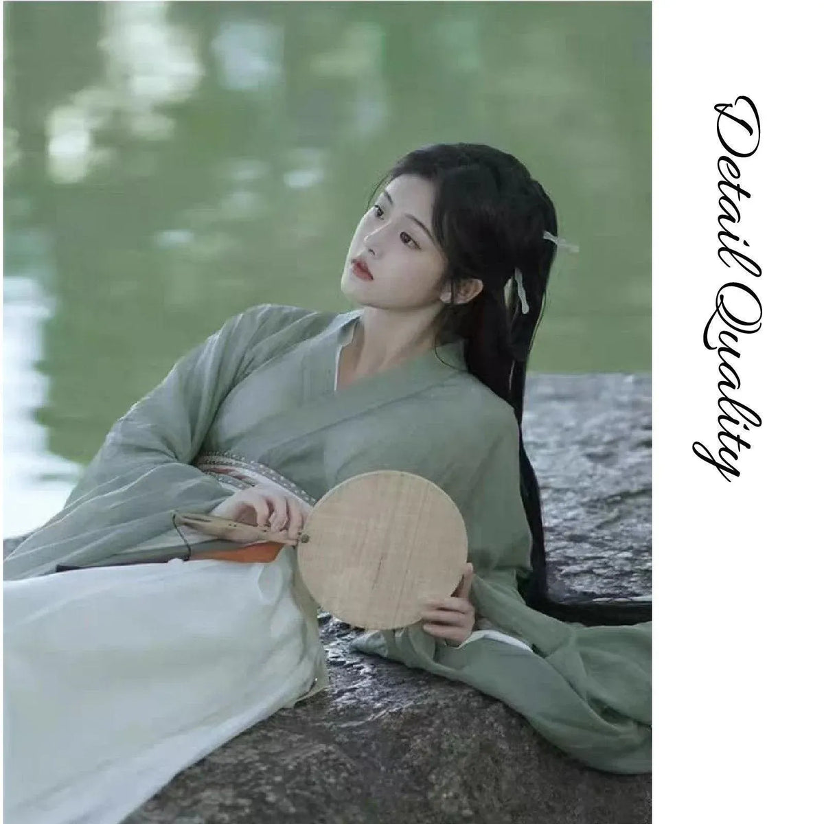 Traditional Chinese Hanfu Dress Green Wei Jin Style Vintage Cosplay Costume - M V528-HF-GREEN-M-596730