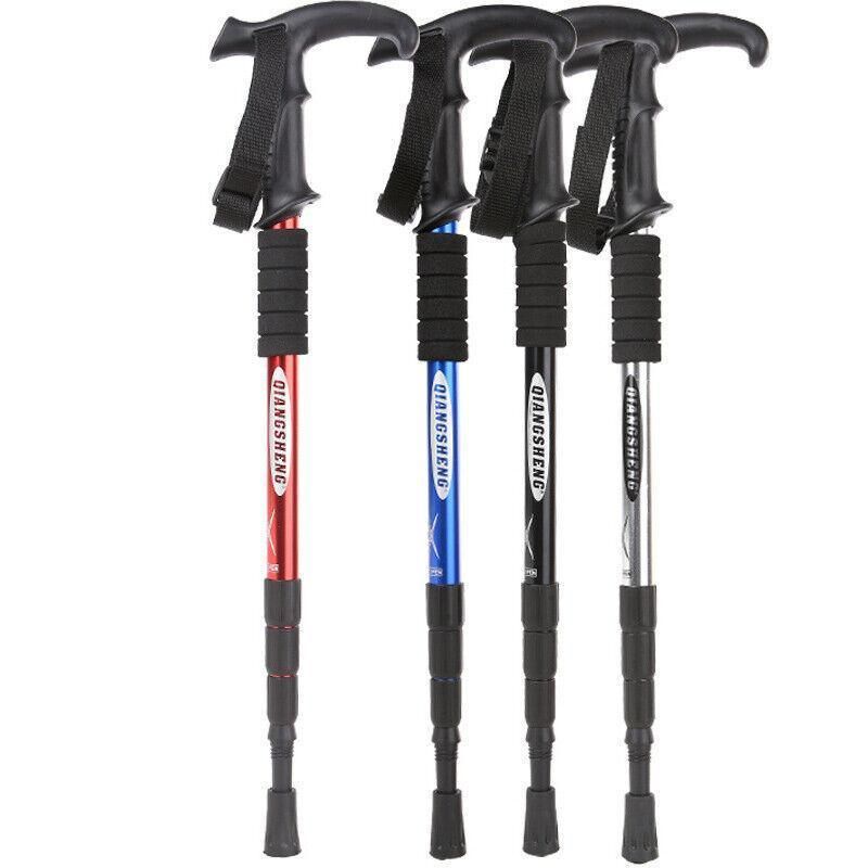 Folding Walking Stick Telescopic Adjustable Antishock Hiking Grip Pole Trekking - Red V528-HIKINGWALKINGSTICK-RED-322113