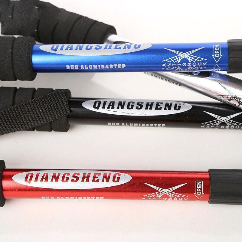 Folding Walking Stick Telescopic Adjustable Antishock Hiking Grip Pole Trekking - Red V528-HIKINGWALKINGSTICK-RED-322113
