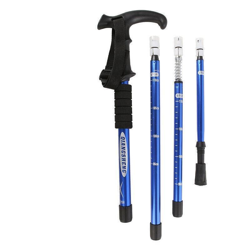 Folding Walking Stick Telescopic Adjustable Antishock Hiking Grip Pole Trekking - Red V528-HIKINGWALKINGSTICK-RED-322113