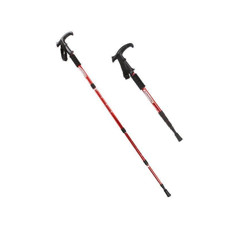 Folding Walking Stick Telescopic Adjustable Antishock Hiking Grip Pole Trekking - Red V528-HIKINGWALKINGSTICK-RED-322113