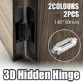 Hidden Invisible Door Hinge Concealed 3D Hinge Heavy Duty for Doors and Cabinets - Black V528-HINGE-BLACK-14-3-2PCS-161745