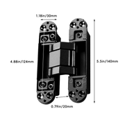 Hidden Invisible Door Hinge Concealed 3D Hinge Heavy Duty for Doors and Cabinets - Black V528-HINGE-BLACK-14-3-2PCS-161745