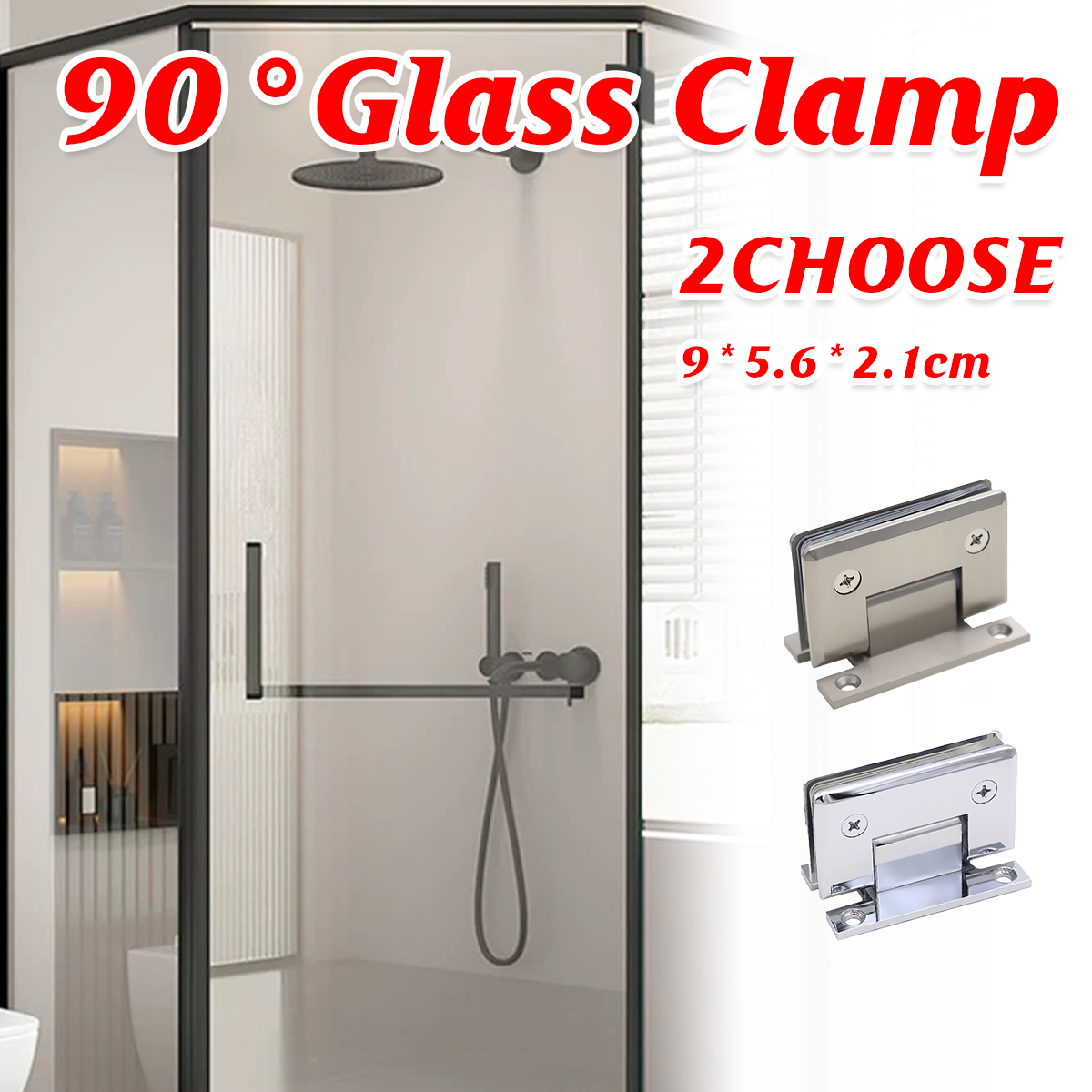 H Shaped 90 Degree Glass Clamp Double Opening Bevel Edge Bathroom Shower Clip - Chrome V528-HINGE-CHROME-994876