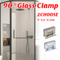 H Shaped 90 Degree Glass Clamp Double Opening Bevel Edge Bathroom Shower Clip - Nickel V528-HINGE-NICKEL-813865