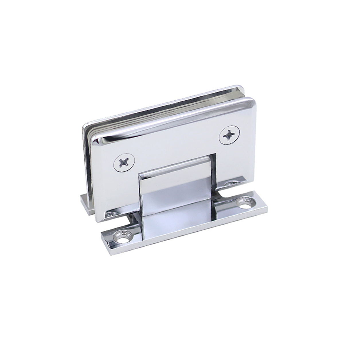 H Shaped 90 Degree Glass Clamp Double Opening Bevel Edge Bathroom Shower Clip - Nickel V528-HINGE-NICKEL-813865