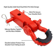 Red Trailer Arm Off Road Rescue Tow Hook Heavy Duty Steel for SUV Road Vehicle V528-HITCH-RECEIVER-RED-YTB-139655