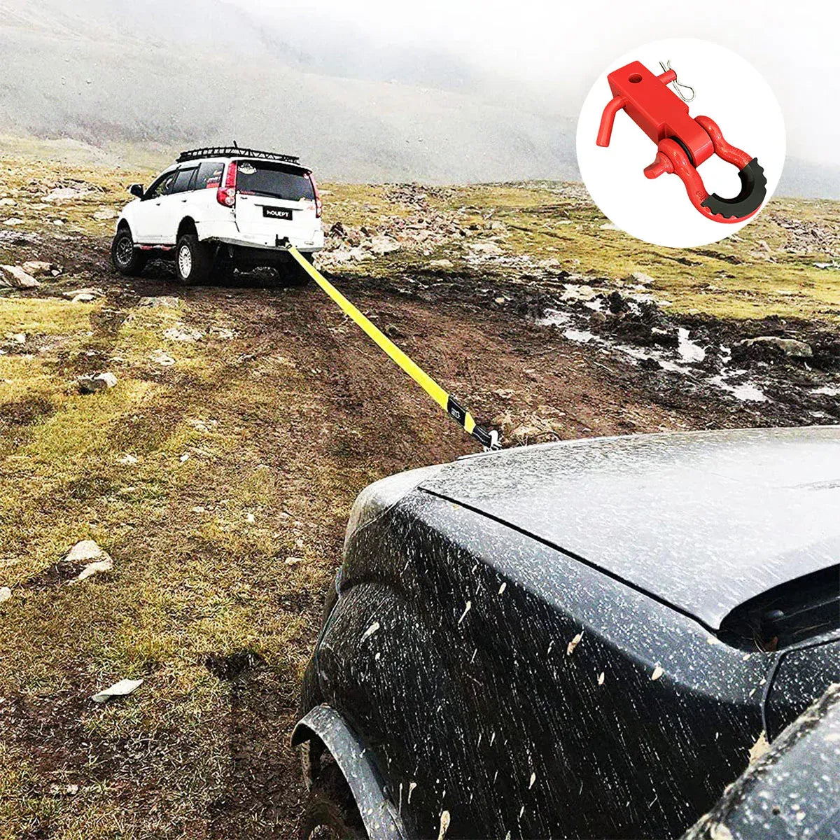Red Trailer Arm Off Road Rescue Tow Hook Heavy Duty Steel for SUV Road Vehicle V528-HITCH-RECEIVER-RED-YTB-139655