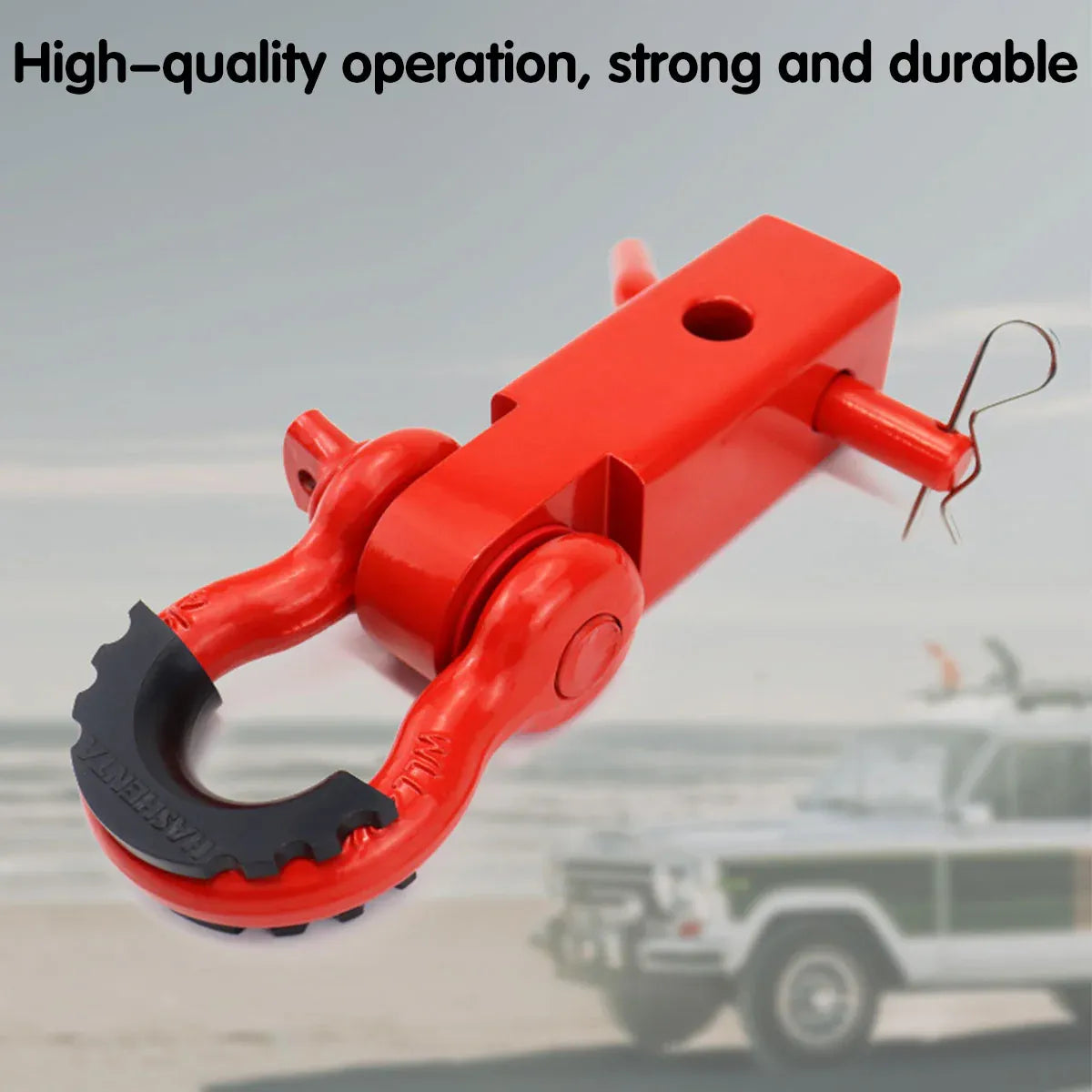 Red Trailer Arm Off Road Rescue Tow Hook Heavy Duty Steel for SUV Road Vehicle V528-HITCH-RECEIVER-RED-YTB-139655