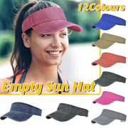 Unisex Summer Denim Sun Visor Cap Breathable Washed Running Hat - Grey V528-HOLLOW-HAT-GREY-343005