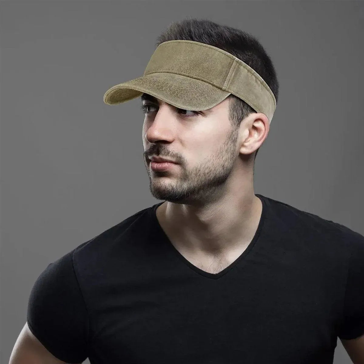 Unisex Summer Denim Sun Visor Cap Breathable Washed Running Hat - Grey V528-HOLLOW-HAT-GREY-343005
