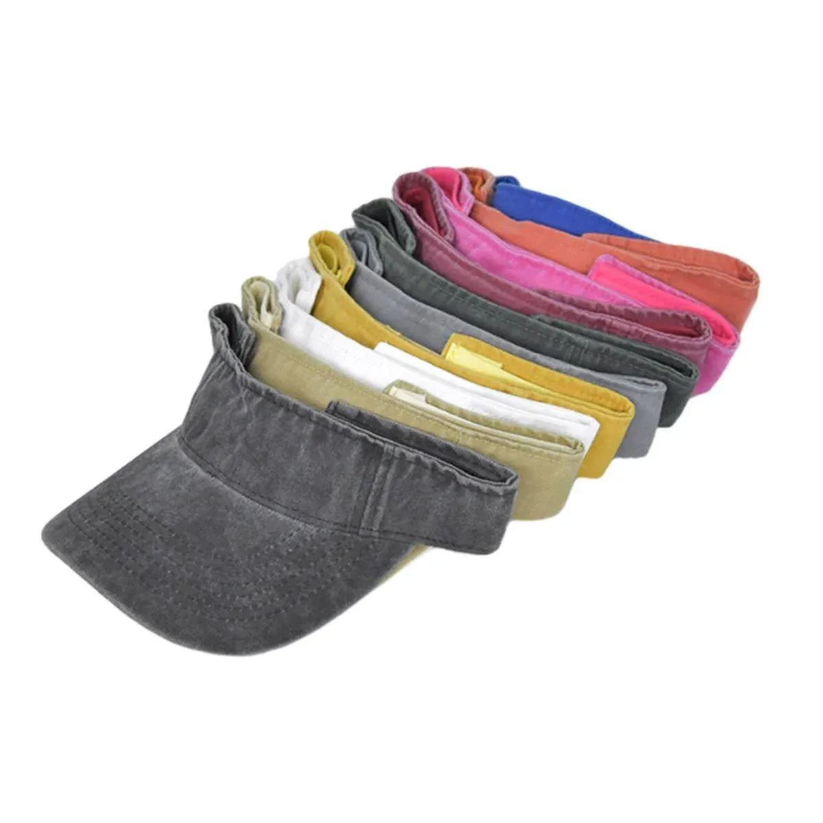 Unisex Summer Denim Sun Visor Cap Breathable Washed Running Hat - Grey V528-HOLLOW-HAT-GREY-343005