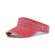 Unisex Summer Denim Sun Visor Cap Breathable Washed Running Hat - Red V528-HOLLOW-HAT-RED-827776