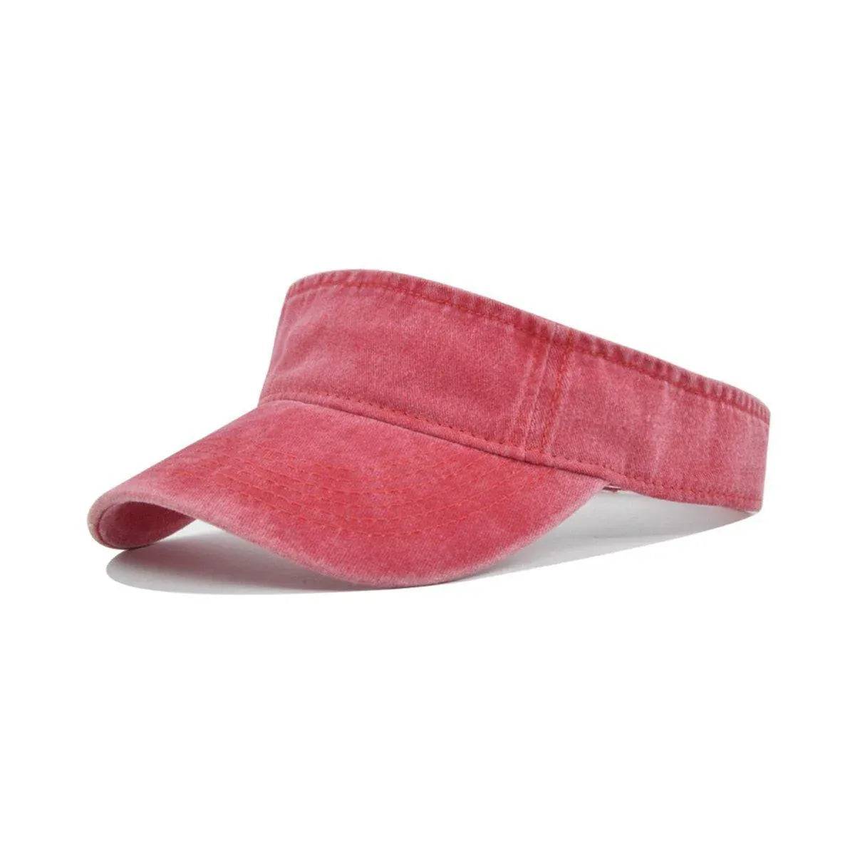 Unisex Summer Denim Sun Visor Cap Breathable Washed Running Hat - Red V528-HOLLOW-HAT-RED-827776
